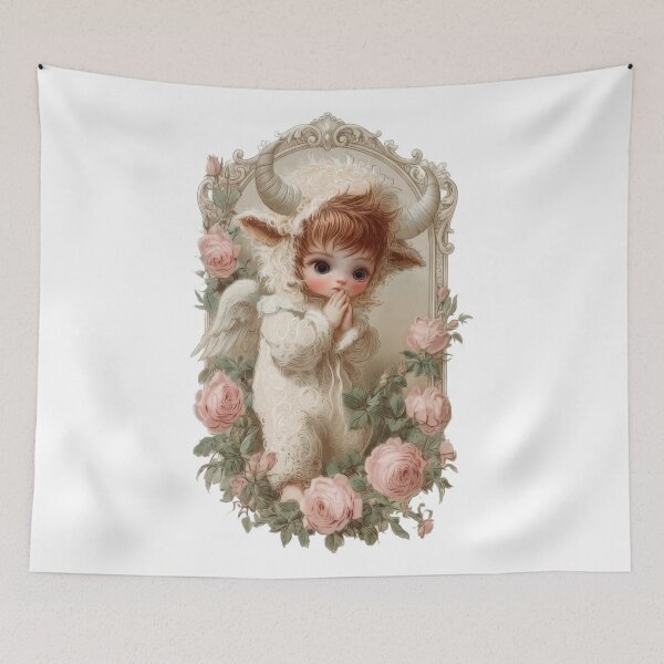 Item preview, Vintage Baby Angel - Pink Roses | cherub design | floral designed and sold by BlissxPals.