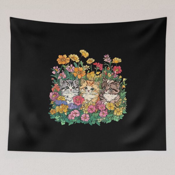 Item preview, Floral Cats In Garden designed and sold by CaraRuth.