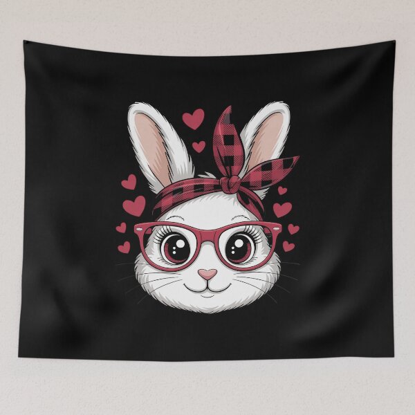 Item preview, Cute Bunny Face Red Plaid Glasses Headband Happy Easter day designed and sold by VENOM0RIOT.