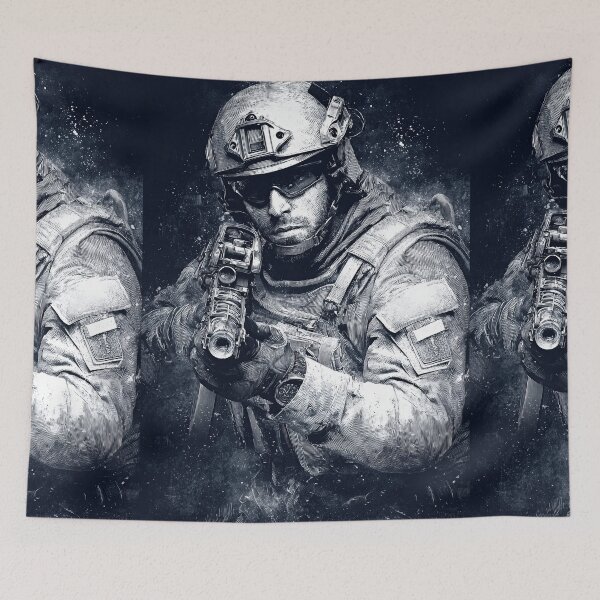 Item preview, Black and white sketch of soldier aiming forward designed and sold by Piotrek0001.