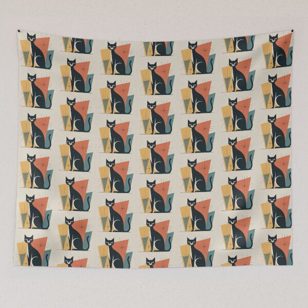 Item preview, A sleek black cat in mid-century modern design designed and sold by Tamas Das.