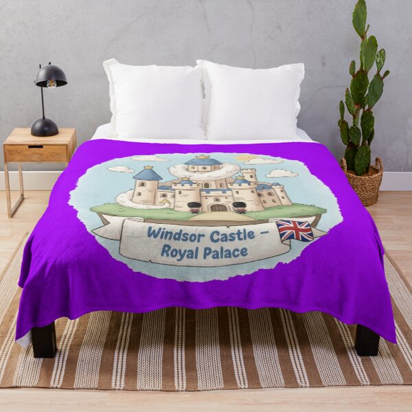 Item preview, Windsor Castle Cute 3D Sketch – England Royal Palace Label with UK Flag, designed and sold by PaintMeWorld.