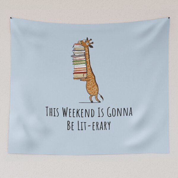 Item preview, Funny Giraffe Holding a Stack of Books - This Weekend Is Gonna Be Lit - erary - Book Lover Gift, Phones Cases And Other Gift designed and sold by MemWear.