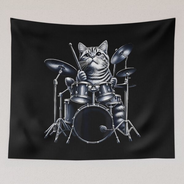 Item preview, Cute Cat Playing Drums Cats Drummer Music Girls designed and sold by OnaConnie.