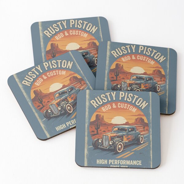 Aperçu de l'œuvre Bielle de piston rouillée et personnalisée | Design de garage rétro pour voitures hot rod vintage créée et vendue par RogueWeave.