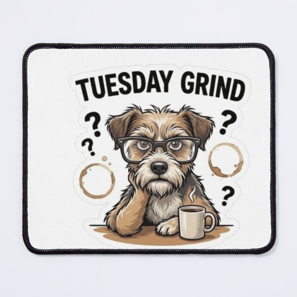 Item preview, Tuesday Grind – Coffee‑Crazy Scholar Dog Sticker designed and sold by KpStickers-101.