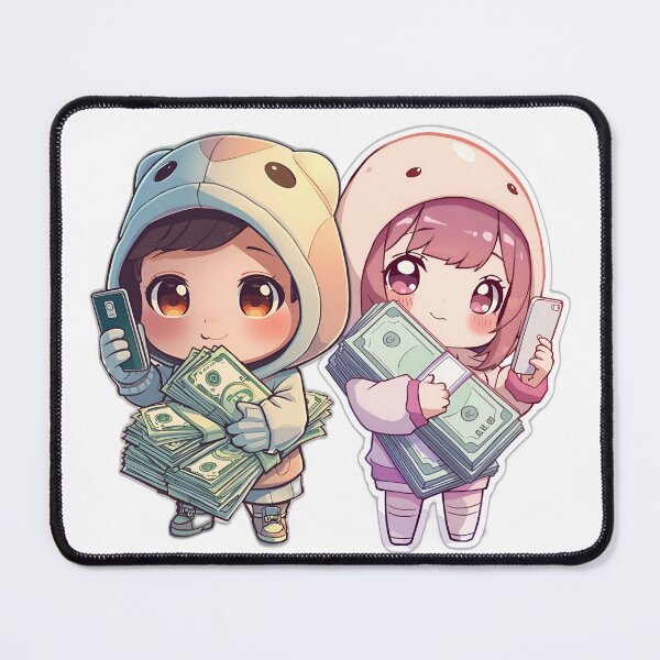 Item preview, Cute Couple Money Stacks Chibi Art designed and sold by Rehma Wear.