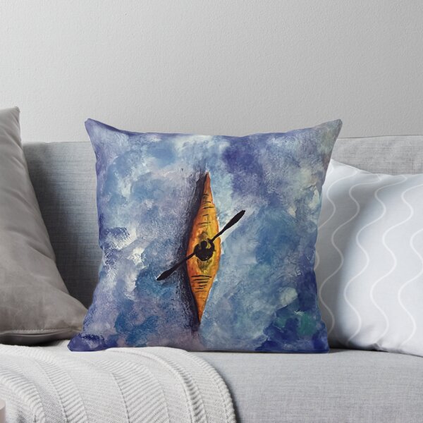 Item preview, Yellow Canoe on a Deep Blue Sea – Watercolor Painting designed and sold by Frappalmab.