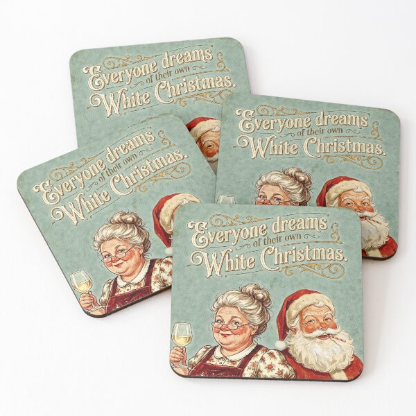 Item preview, Funny White Christmas Wine Pun - Vintage Santa & Mrs. Claus Art designed and sold by Hen-C-Art.