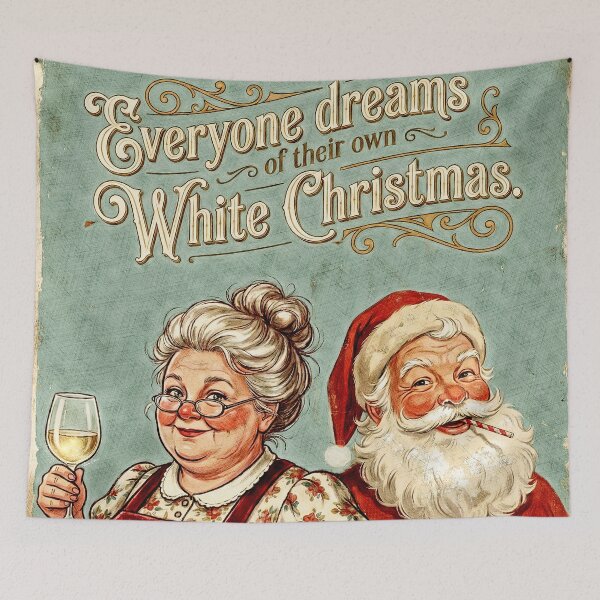Item preview, Funny White Christmas Wine Pun - Vintage Santa & Mrs. Claus Art designed and sold by Hen-C-Art.