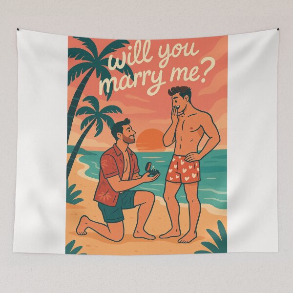 Item preview, Beach Proposal – Gay Couple Sunset Engagement designed and sold by Places On Earth.