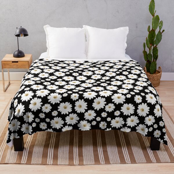 Item preview, White Daisy Flowers, Black Background designed and sold by PapuruDesigns.