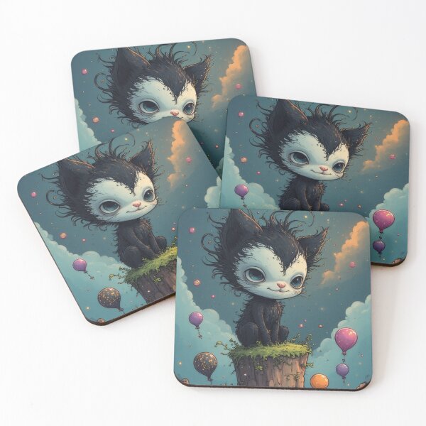 Item preview, Cat on a tree stump with balloons designed and sold by Mianku | Für das Leben.