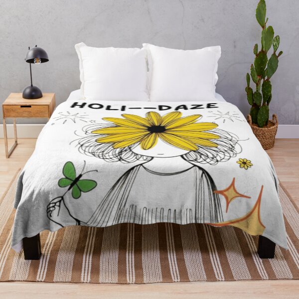 Item preview, Holi-Daze Flower Head Girl | Cute Yellow Daisy Illustration | Whimsical Spring Design designed and sold by Templateloom.