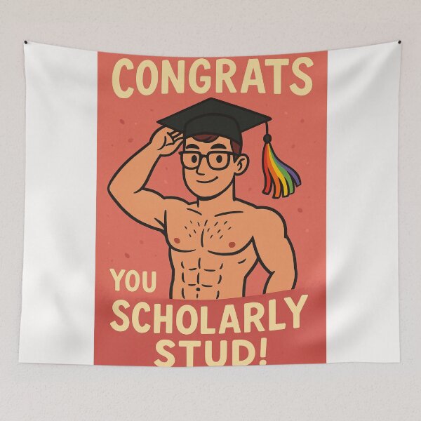 Item preview, Graduation Congrats – Shirtless Gay Scholar designed and sold by Places On Earth.