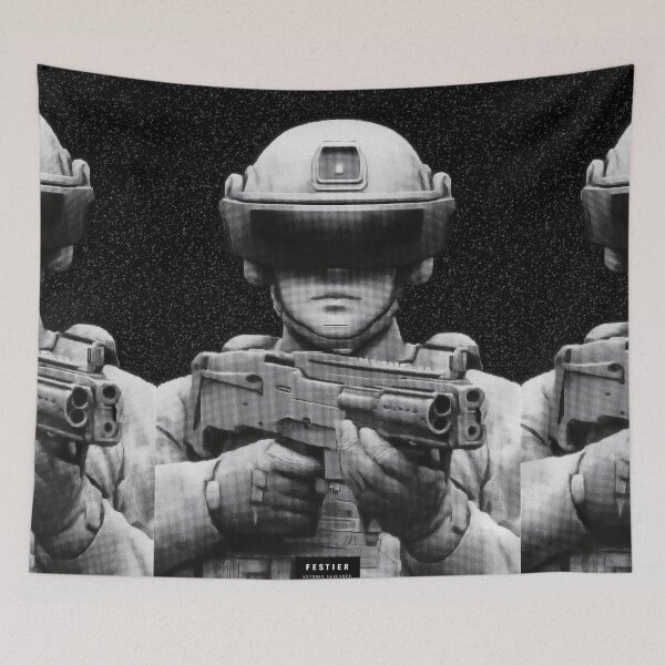 Item preview, Futuristic space marine soldier with digital visor helmet designed and sold by Piotrek0001.