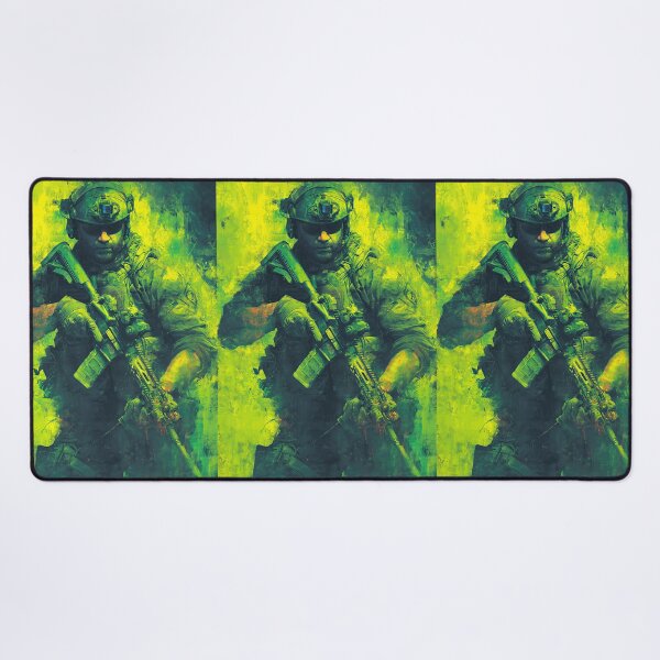 Item preview, Green and yellow grunge portrait of bearded operator designed and sold by Piotrek0001.