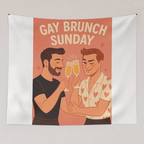 Item preview, Gay Brunch Sunday Celebration – Queer Couple Cheers designed and sold by Places On Earth.