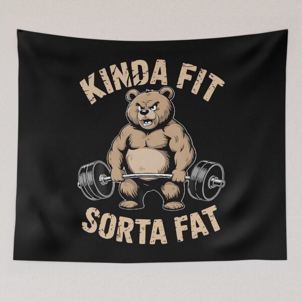 Item preview, Kinda Fit Sorta Fat - Funny Gym Bear Weightlifting Workout designed and sold by ToriCarylon.