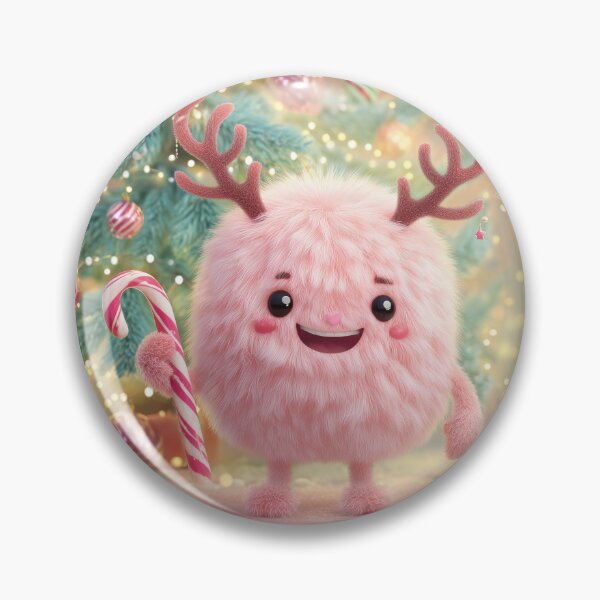 Item preview, Cute Pink Christmas Monster with Reindeer Antlers designed and sold by Hakubiya.