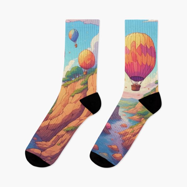 Item preview, Hot air balloons over a peaceful river landscape designed and sold by Mianku | Für das Leben.