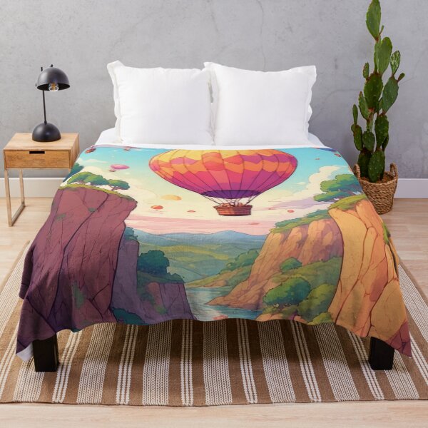 Item preview, Hot air balloons over a peaceful river landscape designed and sold by Mianku | Für das Leben.
