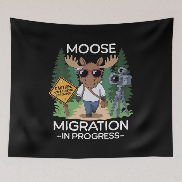 Item preview, Funny Moose Migration In Progress Moose Crossing Camera designed and sold by CharlotteSandra.