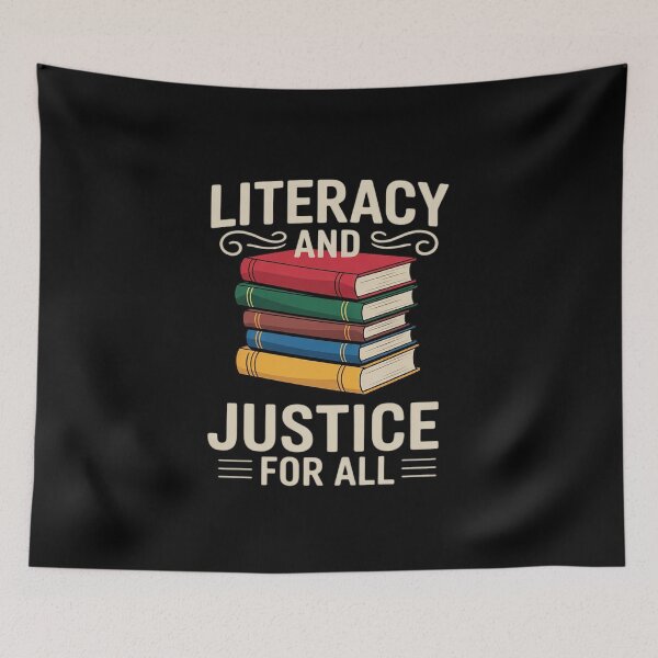 Item preview, Literacy And Justice For All Reading Teacher Funny  designed and sold by RsFilsingerArt.