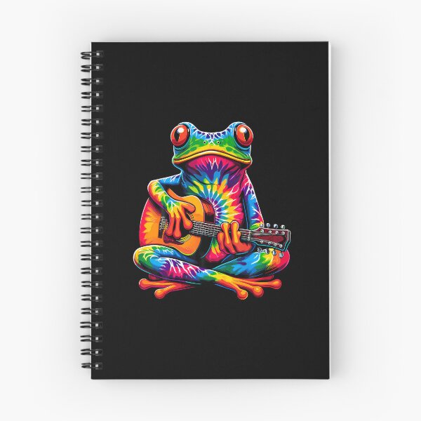 Item preview, Tie-Dye Frog Playing Guitar Peace Sign Hippie designed and sold by LauraLydiaa.