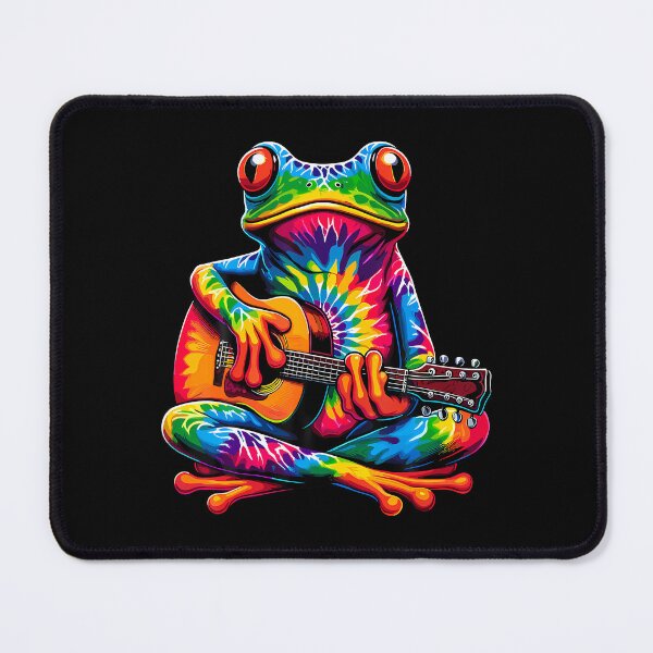 Item preview, Tie-Dye Frog Playing Guitar Peace Sign Hippie designed and sold by LauraLydiaa.