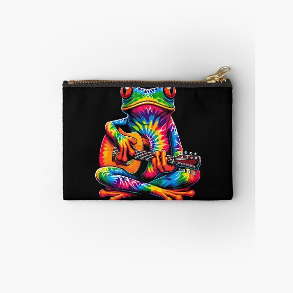 Item preview, Tie-Dye Frog Playing Guitar Peace Sign Hippie designed and sold by LauraLydiaa.