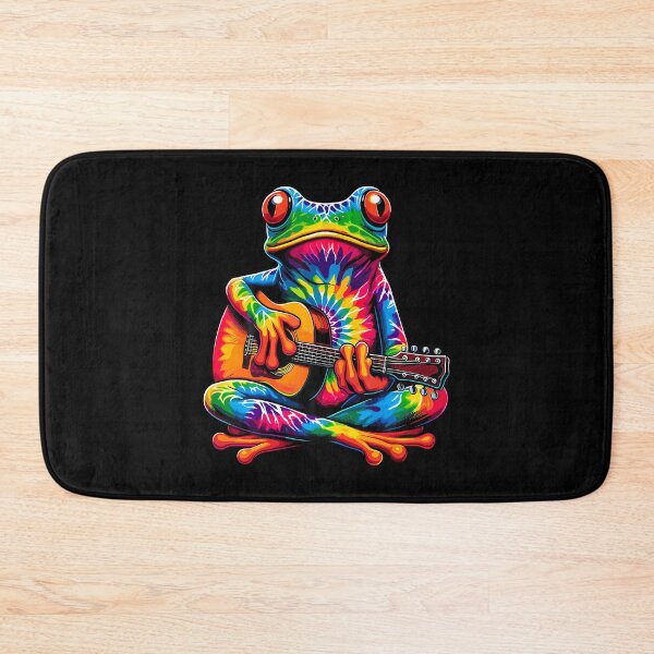 Item preview, Tie-Dye Frog Playing Guitar Peace Sign Hippie designed and sold by LauraLydiaa.