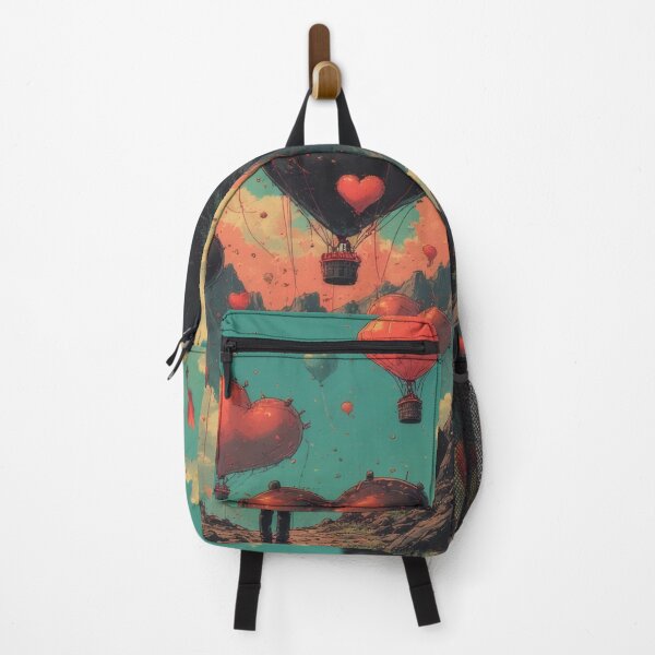 Item preview, Heart-shaped balloons over mountain landscape and young designed and sold by Mianku | Für das Leben.
