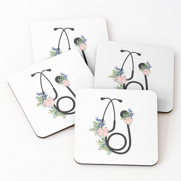 Item preview, Black stethoscope with flowers  designed and sold by mikasa.art.
