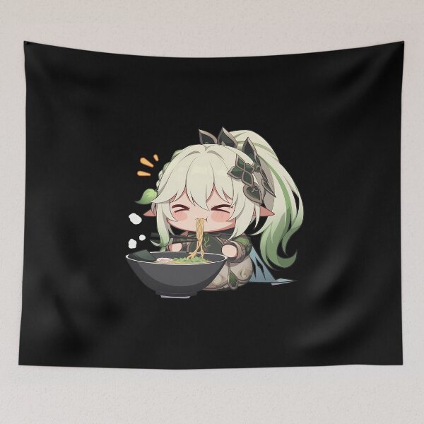Item preview, Nahida Genshin Impact Game Kawaii Ramen Chibi Cute Cozy Noodle Enjoyment Scene designed and sold by Raslbazola.