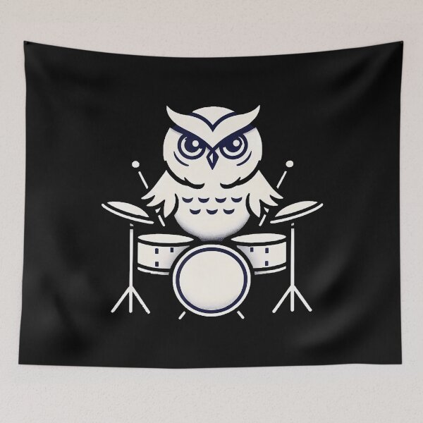 Item preview, Cute Owl Playing Drums Owls Drummer Music designed and sold by LeanneCarolina.