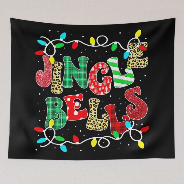 Item preview, Jingle Bells Leopard Plaid Glitter Christmas Typography Holiday Graphic designed and sold by LeonellDavy.