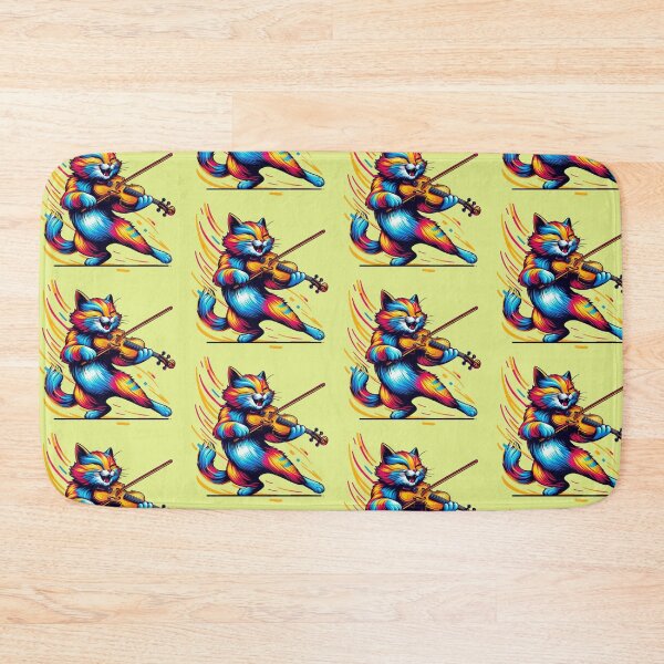 Item preview, Colorful Violin Cat – Neon Music Fantasy Illustration designed and sold by Dogandesighn.