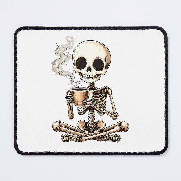 Item preview, Meditating Skeleton Drinking Coffee - Dead Inside But Caffeinated designed and sold by Patcha..