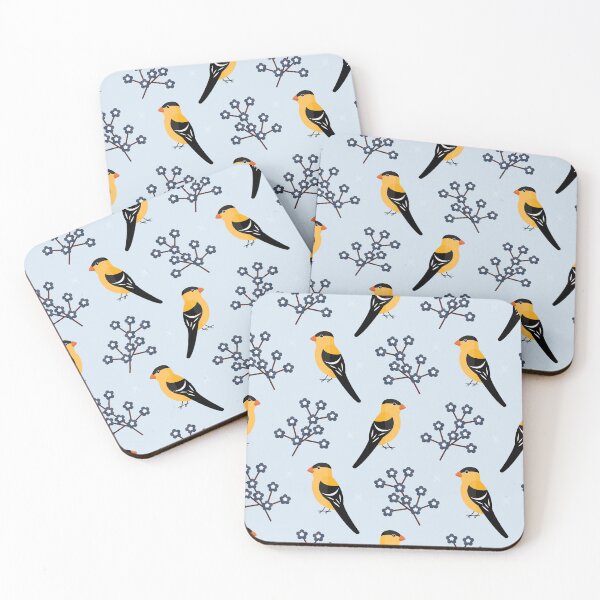 Item preview, American goldfinches on blue designed and sold by reneesillus.