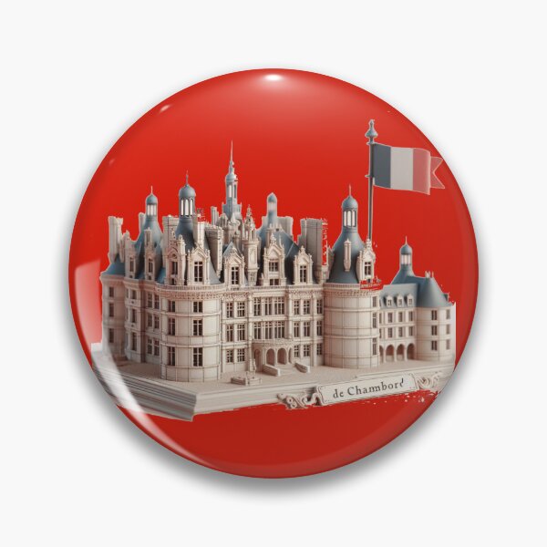 Item preview, Château de Chambord Cute 3D Sketch – French Castle Label with France Flag, designed and sold by PaintMeWorld.