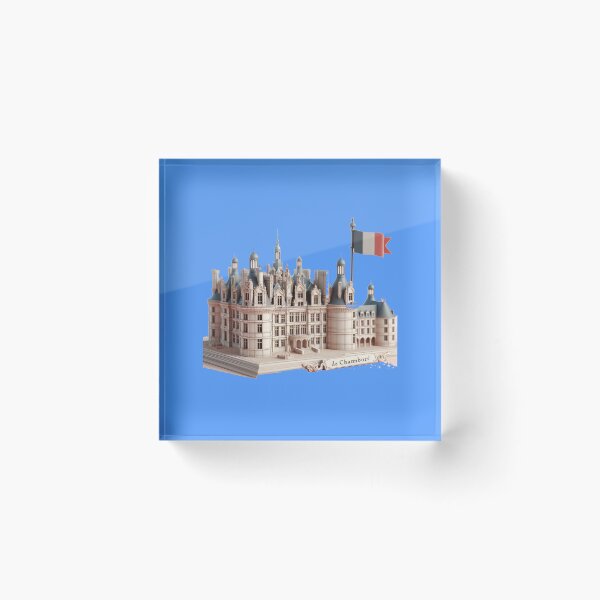 Item preview, Château de Chambord Cute 3D Sketch – French Castle Label with France Flag, designed and sold by PaintMeWorld.