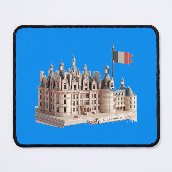 Item preview, Château de Chambord Cute 3D Sketch – French Castle Label with France Flag, designed and sold by PaintMeWorld.