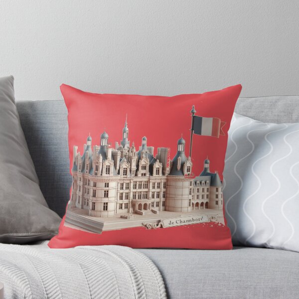 Item preview, Château de Chambord Cute 3D Sketch – French Castle Label with France Flag, designed and sold by PaintMeWorld.