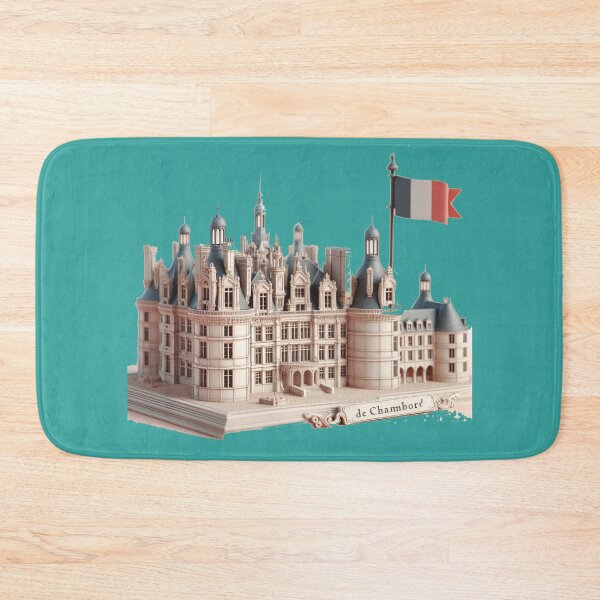 Item preview, Château de Chambord Cute 3D Sketch – French Castle Label with France Flag, designed and sold by PaintMeWorld.