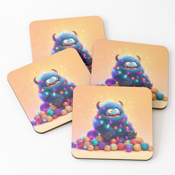 Item preview, Funny Blue Christmas Monster Tangled in Holiday Lights designed and sold by Hakubiya.