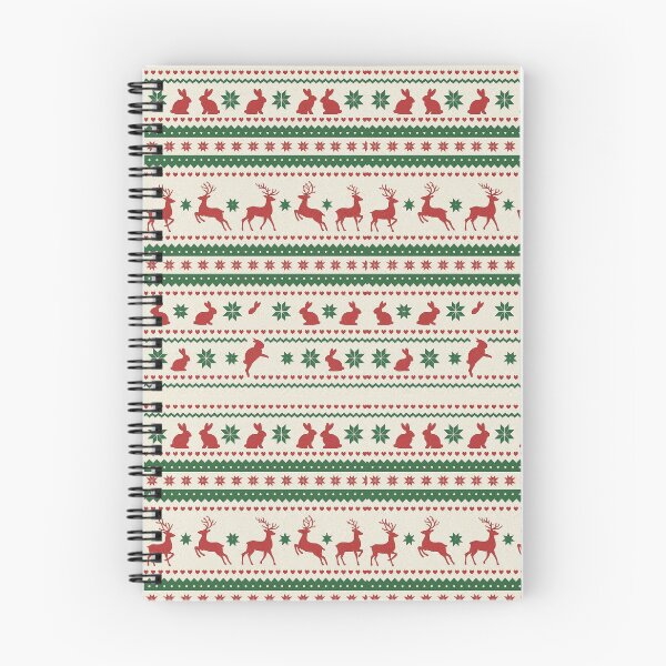 Item preview, Reindeer & Rabbit Christmas Sweater Pattern – Red & Green Nordic Knit Design designed and sold by TrendBoost.