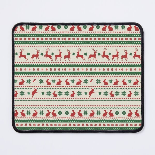 Item preview, Patrón de suéter navideño de reno y conejo: diseño de punto nórdico rojo y verde designed and sold by TrendBoost.
