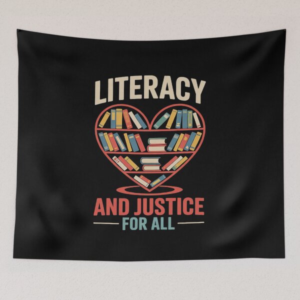 Item preview, Literacy And Justice for All Teacher Reading Book Lover 4  designed and sold by RsFilsingerArt.
