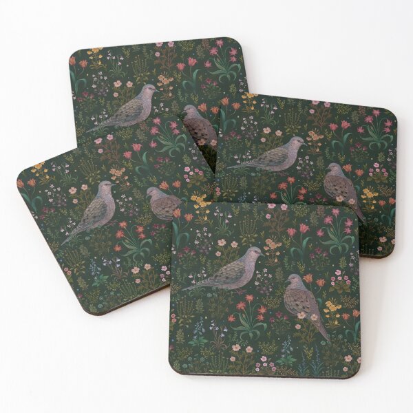 Item preview, Magical Mourning Doves in flower garden designed and sold by episodicDrawing.